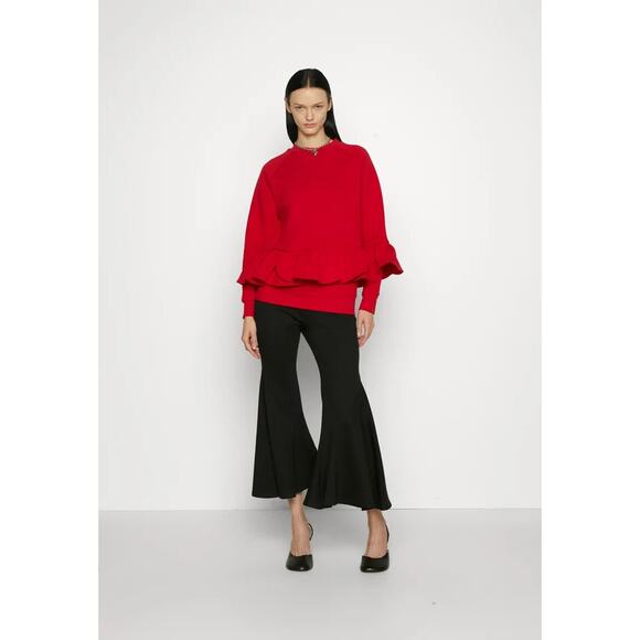 Ioana Ciolacu Ruffled Sweatshirt Pullover Long Sleeve Crew Neck Cotton Blend XL - Picture 1 of 11